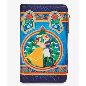Loungefly Disney Beauty and the Beast Stained Glass Wallet NWT